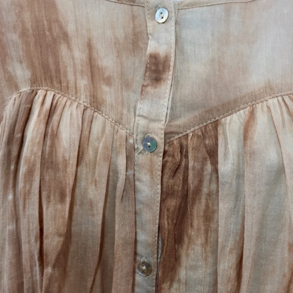 Blu Pepper Brown Tie Dye Bell Sleeve Button Front Tunic Small - Picture 5 of 5